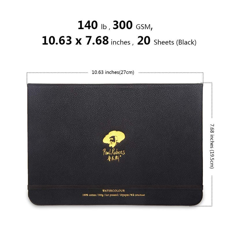 Paul Rubens Watercolor Paper Block, Artist Quality Hot Pressed Paper for Watercolors and Wet Media, Acid Free & 100% Cotton, 10.63 x 7.68 inches, 140lb, 20 Sheets (Black) - Image 5